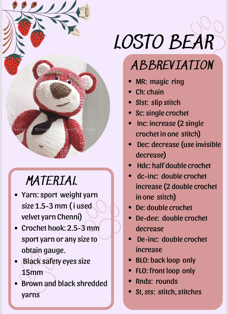 Losto Bear Amigurumi Pattern Crochet Tee Craft Official S Ko Fi Shop