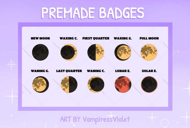 Premade Twitch Badges Moon Phases VampiressViolet S Ko Fi Shop Ko