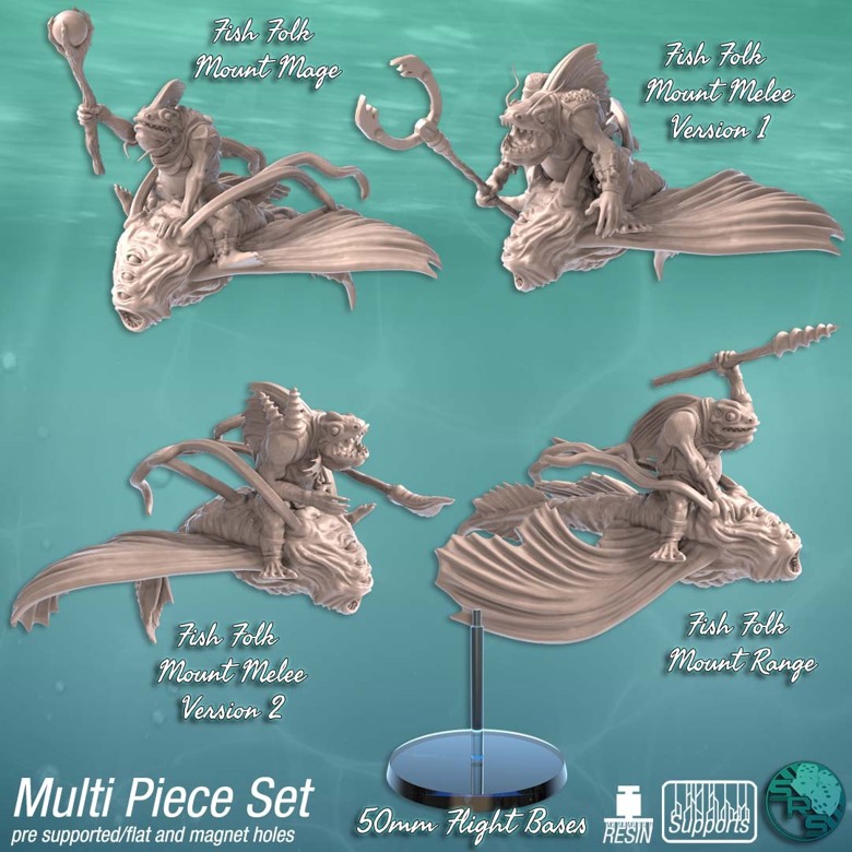 Mm Mounted Fishfolk Miniatures Set Of With Bases The Crafty Dm S