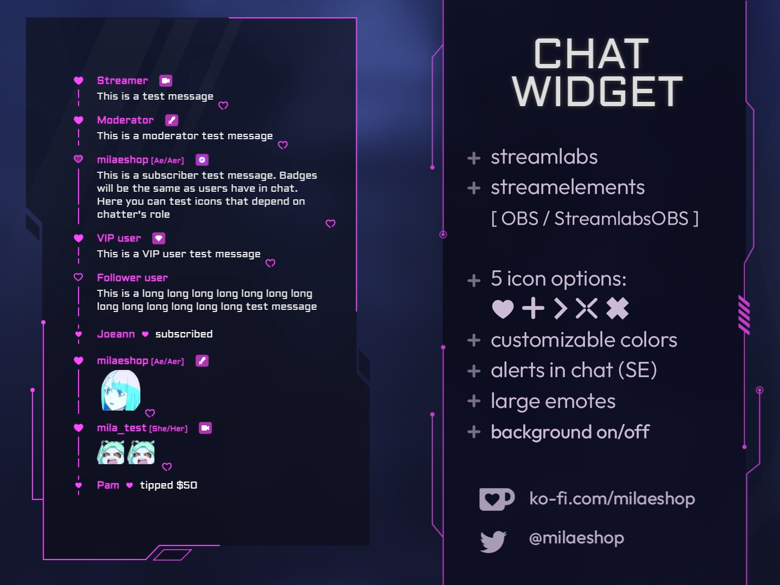 Chat Widget For Twitch Streamlabs And Streamelements Milaeshop S Ko