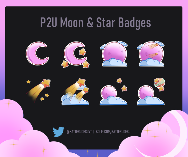 P2U Moon Star Sub Badges Katterudesu S Ko Fi Shop Ko Fi Where