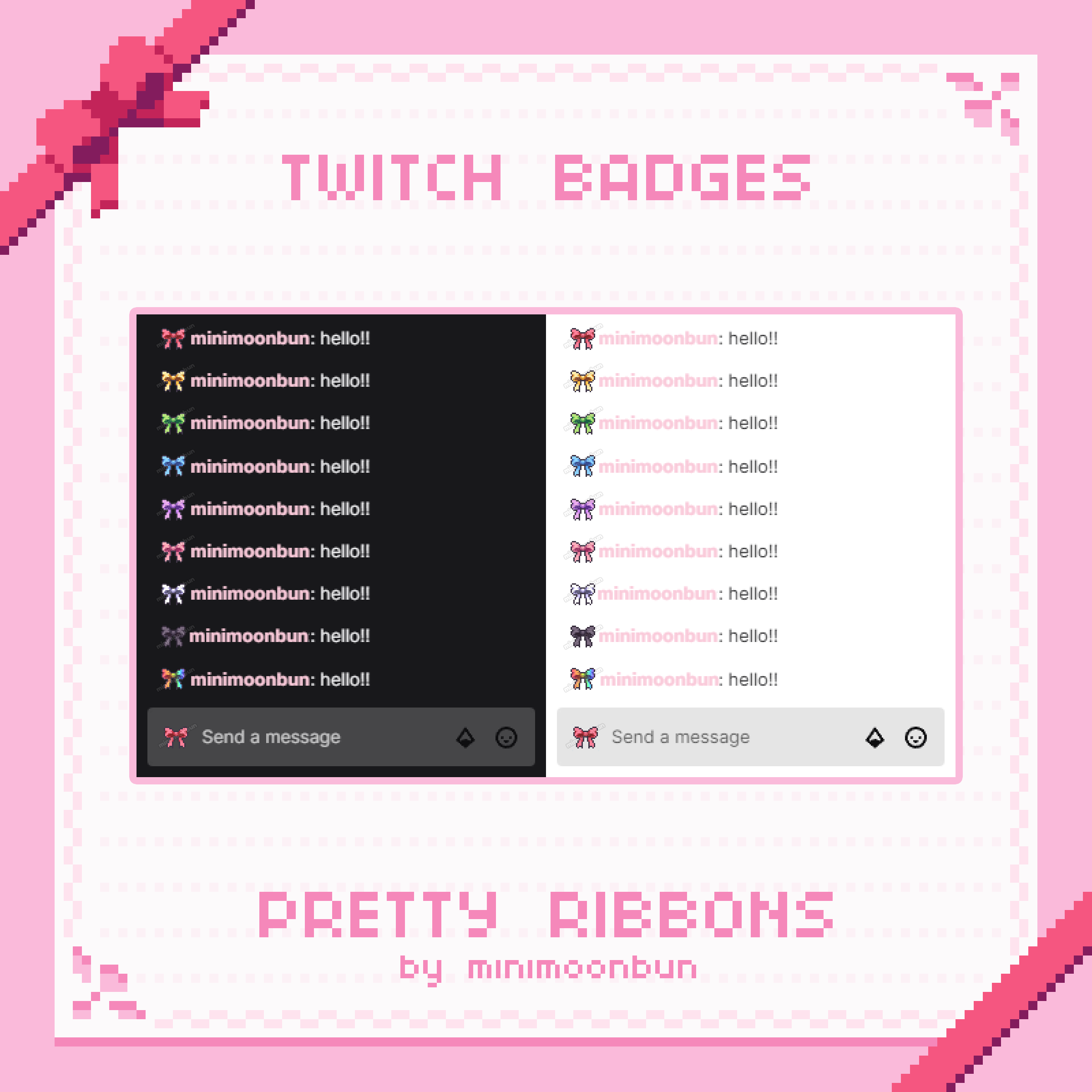 Pretty Ribbon Badges Cute Pixel Art Twitch Sub Bit Badges