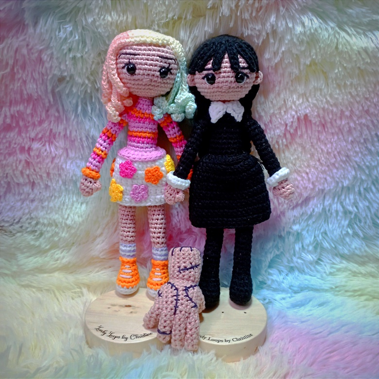 Crochet Pattern Set Wednesday Addams With Thing And Enid Sinclair