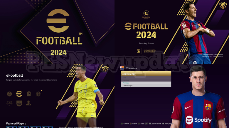 PES 2021 Menu EFootball 2024 Purple Gold NWT By PESNewupdate