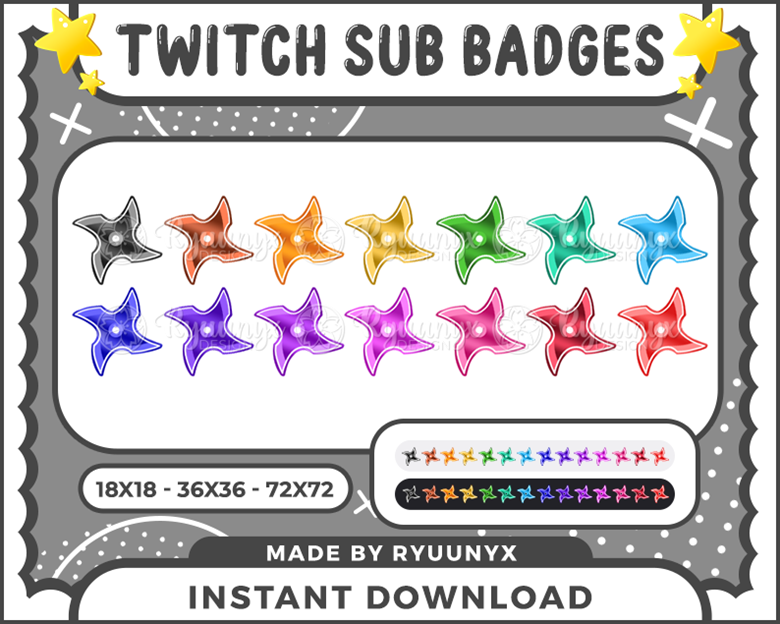 Subs Badges Twitch Youtube Kick Shuriken Ninja Ryuuna S Ko Fi