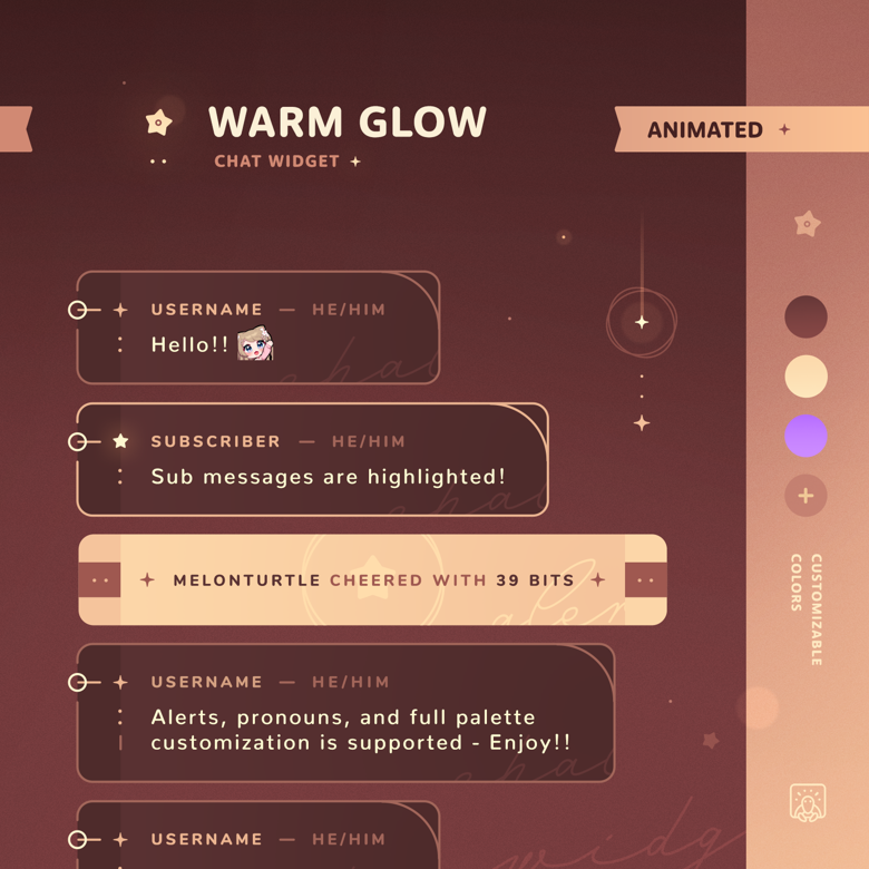 Warm Glow Chat Widget Streamelements Melonturtle S Ko Fi Shop Ko