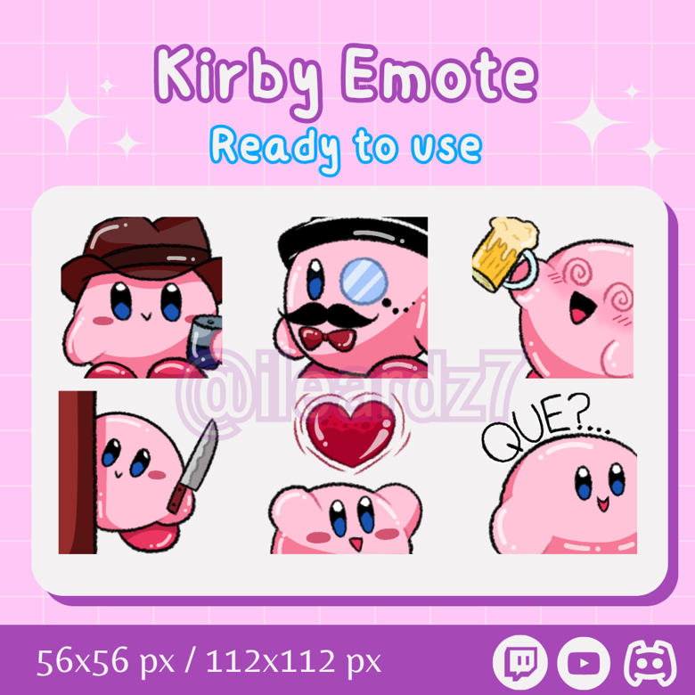 Kirby Twitch Emotes Youtube Discord Twitch Streamers Emoji