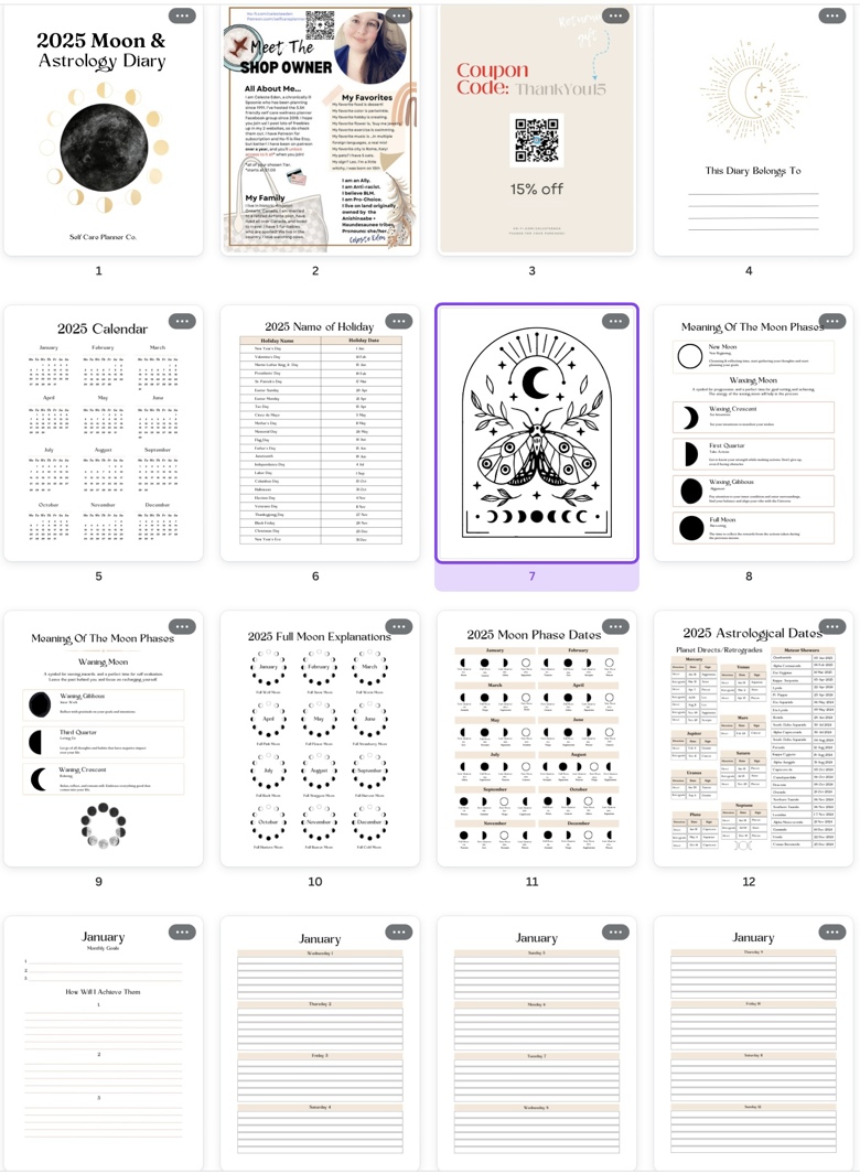 2025 Moon And Astrology Significant Dates PRINTABLE Planner