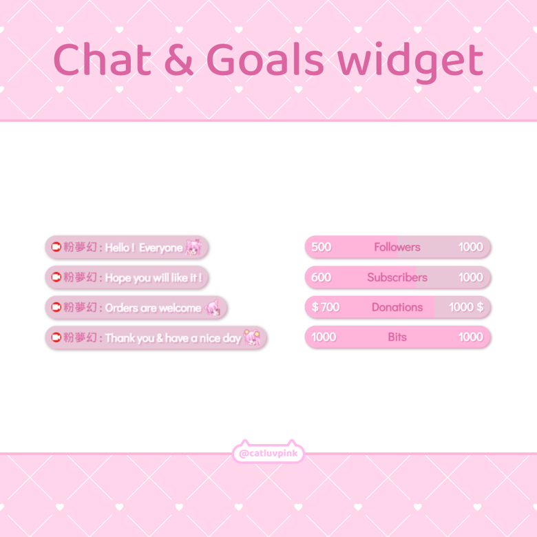 Pink Transparent Chat And Goals Widget For Stream Twitch Facebook