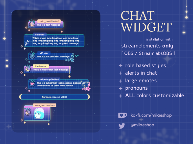 Floral Chat Widget For Twitch Streamelements Milaeshop S Ko Fi Shop