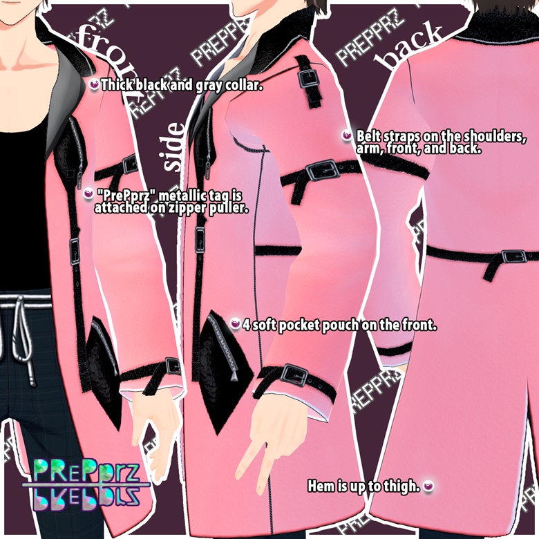 VRoidVelvet Straps Coat 14 Colors PRePprz S Ko Fi Shop Ko Fi