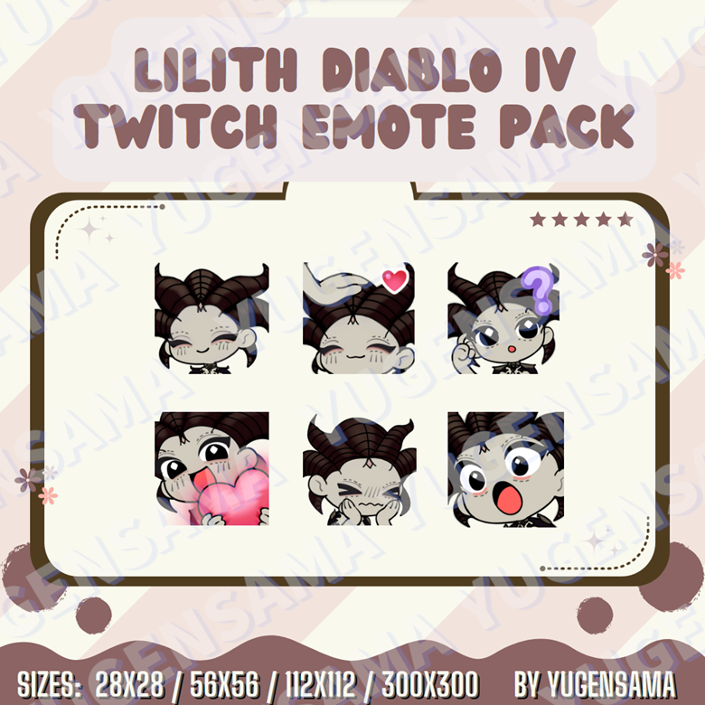 Lilith Diablo IV Basic Twitch Discord Emote Pack Yugen S Ko Fi Shop