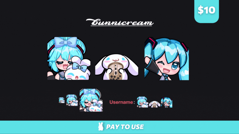 Hatsune Miku X Cinnamoroll Emote For Twitch Youtube Or Discord Pay To