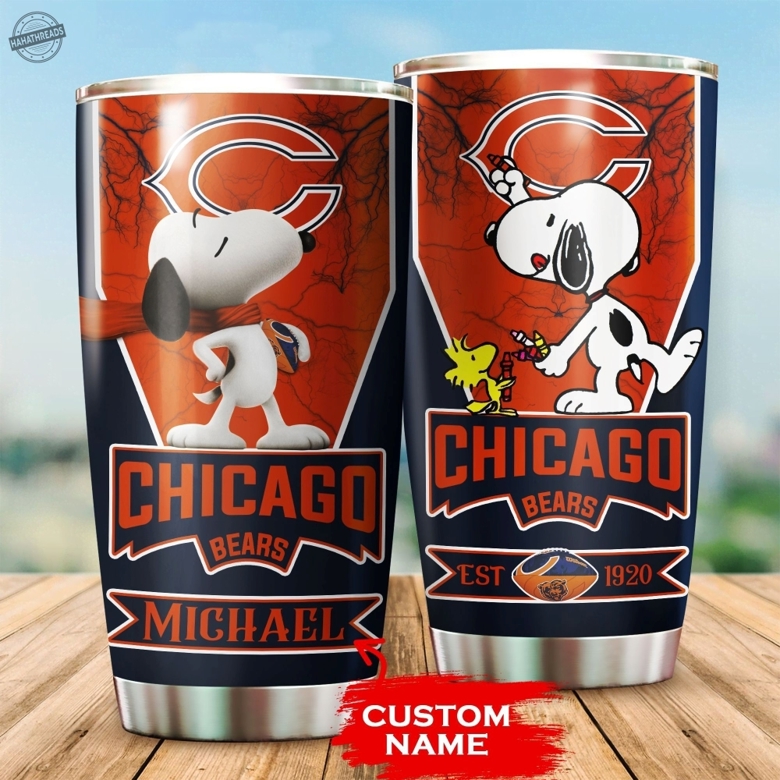 Personalized Chicago Bears Est 1920 Snoopy All Over Print 3D Tumbler