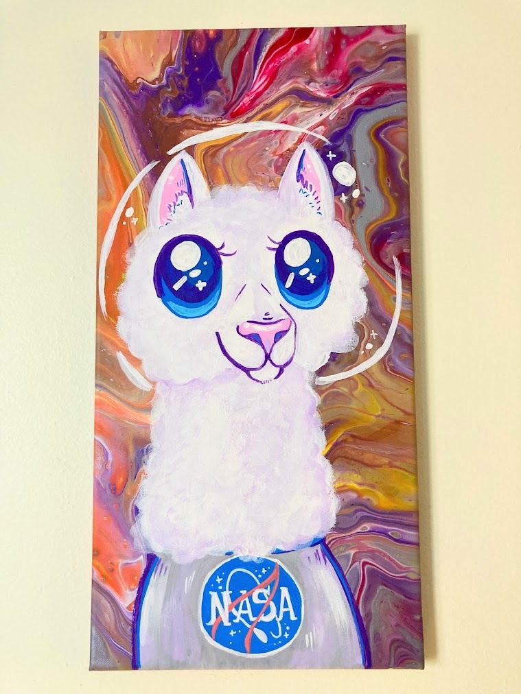 Astronaut Alpaca Canvas Painting Kadoodles S Ko Fi Shop Ko Fi