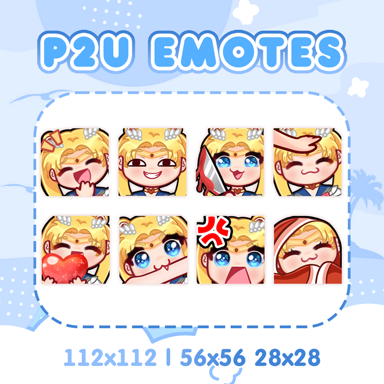 P U Sailor Moon Emotes Usagi Tsukino Blonde Girl Twitch Stream Sub