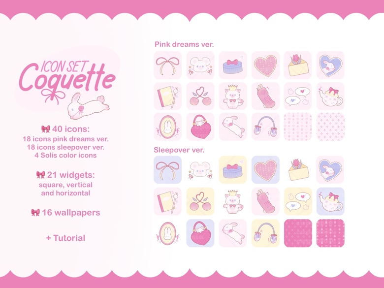 Coquette Icon Set With Widgets And Wallpapers For IOS And Android