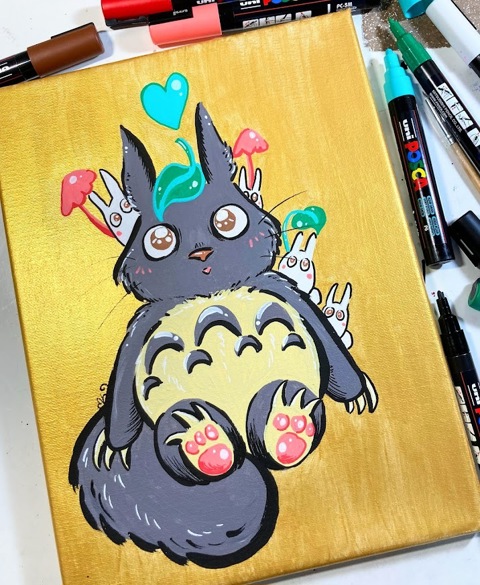 Totoro Canvas Painting Kadoodles S Ko Fi Shop Ko Fi Where