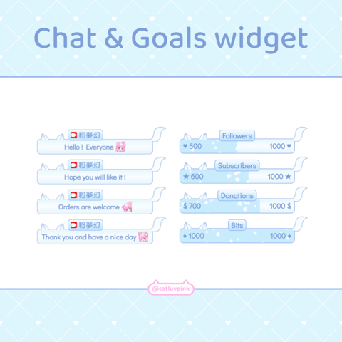 Blue fox Chat and Goals Widget for Stream Twitch Facebook 粉萌萌