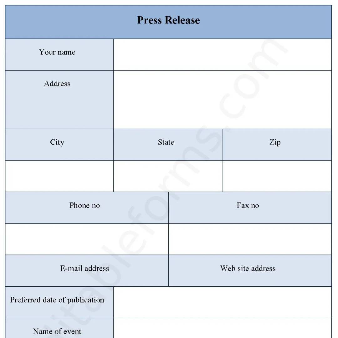 Press Release Fillable Pdf Template Editable Forms S Ko Fi Shop Ko