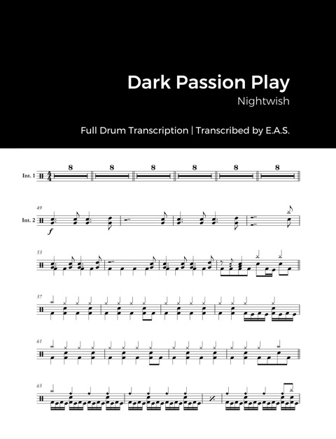 Nightwish Dark Passion Play Jaslow Drum Sheets S Ko Fi Shop Ko Fi