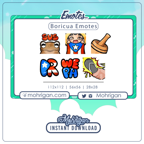 X Custom Puerto Rican Jibarito Boricua Streaming Emotes Mohrigan S