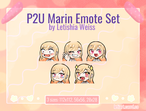 P2U Emote Kitagawa Marin 5 Emote Set Leti S Ko Fi Shop Ko Fi