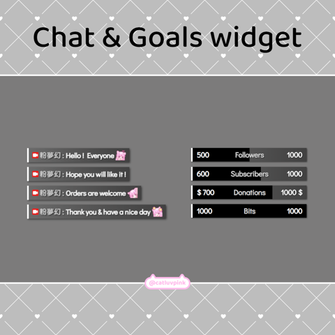 Simple black Chat and Goals Widget for Stream Twitch Facebook 粉萌萌