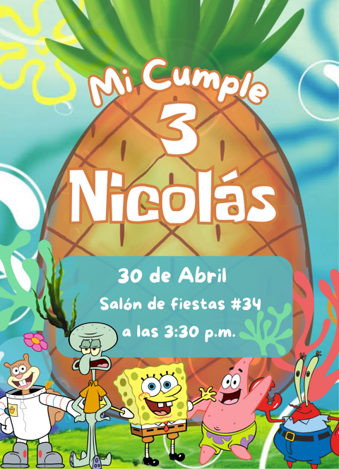 Plantilla En Canva Invitaci N Digital Bob Esponja Mam Dise Ando S Ko