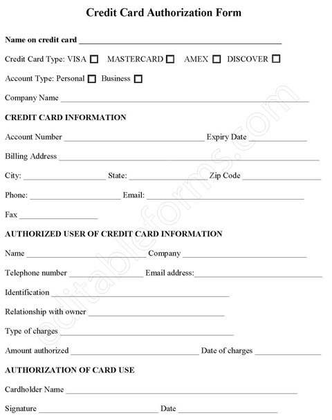 Credit Card Authorization Fillable PDF Form Editable Forms S Ko Fi