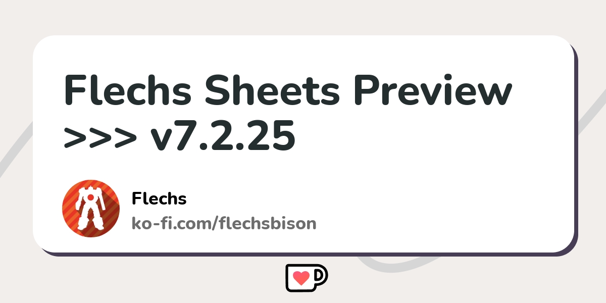 Flechs Sheets Preview >>> v7.2.25 - Ko-fi ️ Where creators get support ...