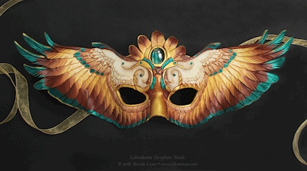 Labradorite Gryphon Wings Leather Mask