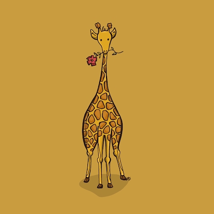 Giraffe with Flower