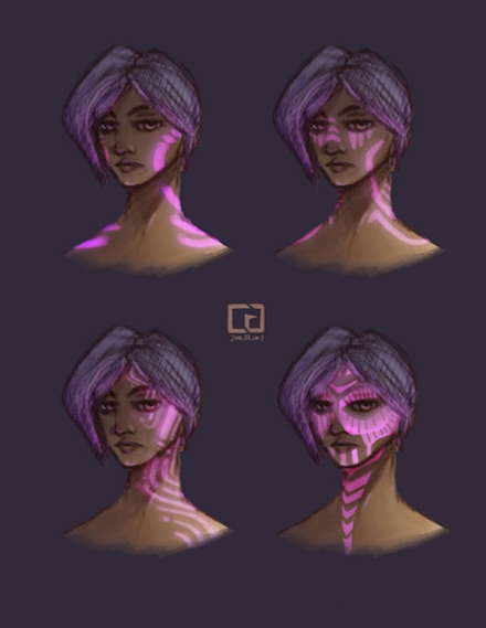 Glowing tattoo/facepaint concepts for Sabine