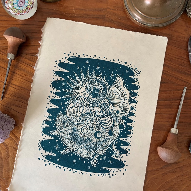 The Moon and Sun Meet print in a4 - Elisabeth Neveux Illustration's Ko ...