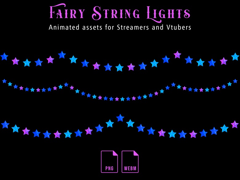 Fairy String Lights, Twitch Overlay, Animated assets for
