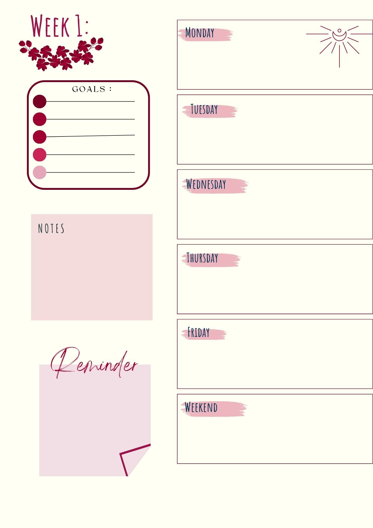 FloralFocus Weekly Planner (printable) - korean with Haneul's Ko-fi ...