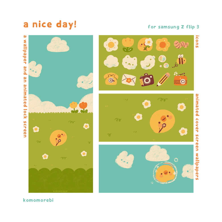a nice day - wallpaper + icons (for samsung Z flip 3) - sol ( ・θ・)'s Ko-fi  Shop - Ko-fi ❤️ Where creators get support from fans through donations,  memberships, shop sales