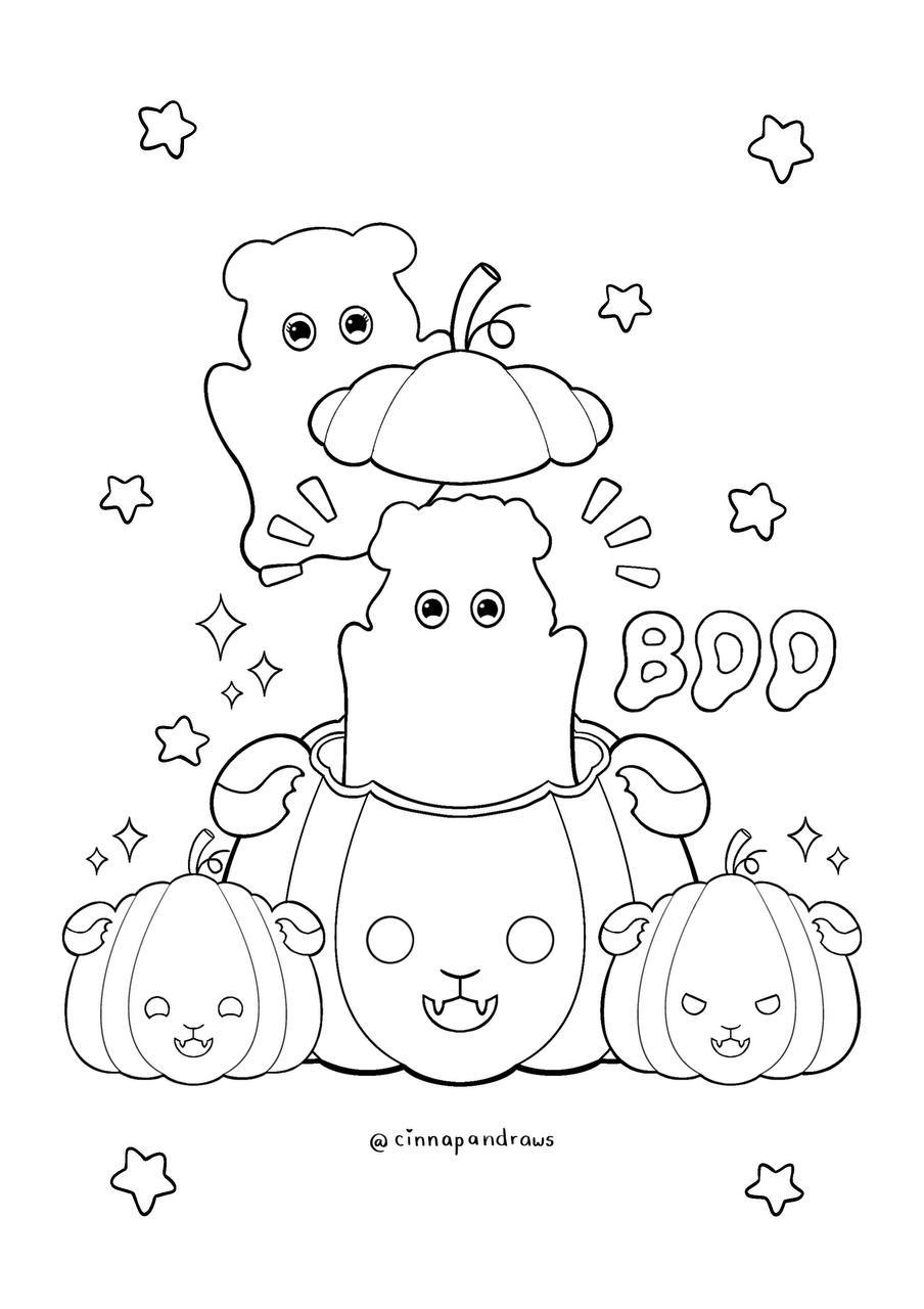 Spooky Ghost Piggies Colouring Page - Cinnapan Draws's Ko-fi Shop - Ko ...