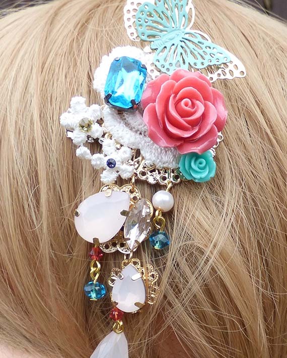 Butterfly Rose Hair/Brooch Accessory - Lovely is Hime's Ko-fi Shop