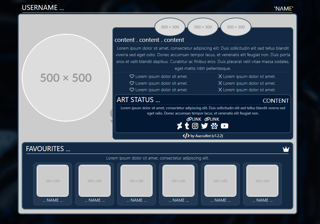 Sleek User Profile [html/css] TOYHOUSE CODE - Auccultist's Ko-fi Shop
