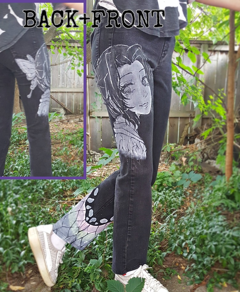 Hand Painted Jeans - Shinobou - Raven.Glayster's Ko-fi Shop - Ko