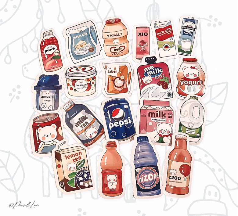 20pcs Cute Bear Drinks Stickers | Kawaii Bear Drink Stickers | Bullet  Journaling, Laptop, Phone, iPa - Pearl's Ko-fi Shop