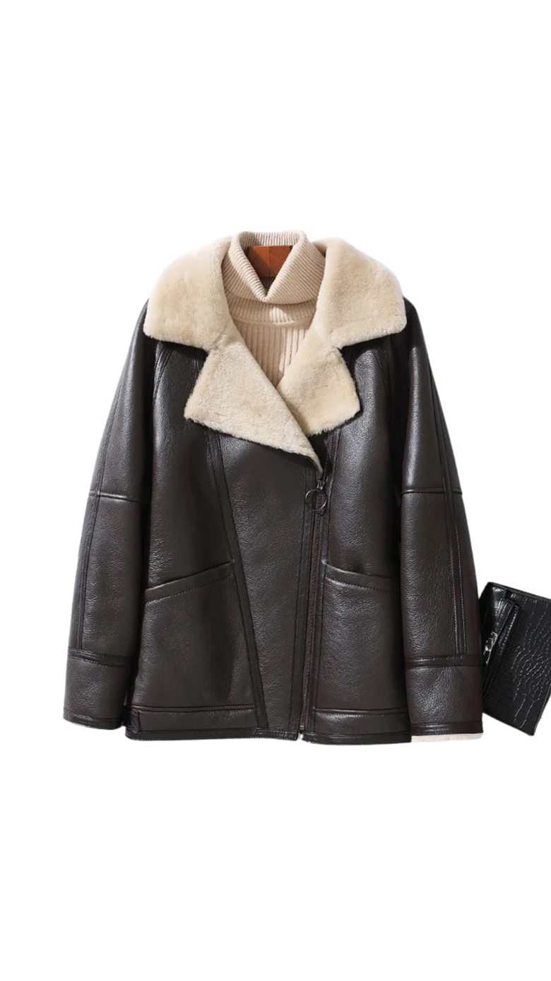 Winter Shearling Leather Jacket - ChicAffair's Ko-fi Shop