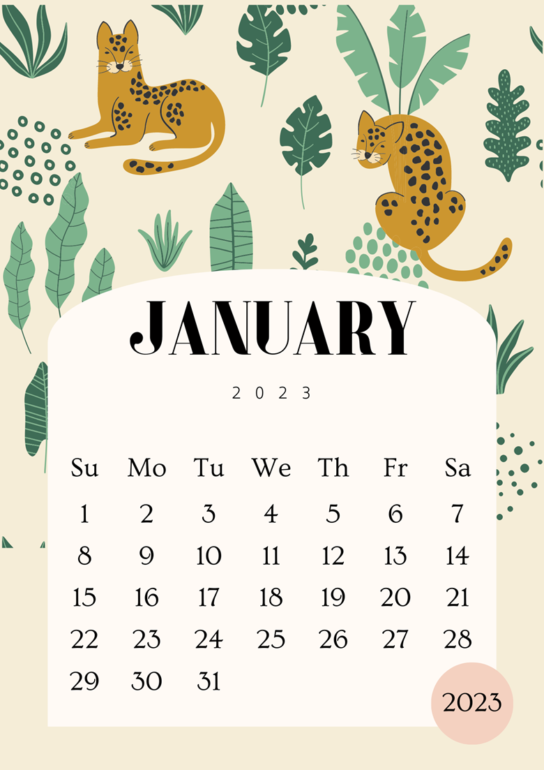 CALENDAR 2023 Cheetah Tiger Design, Desk Calendar, Wall Calendar, Home ...