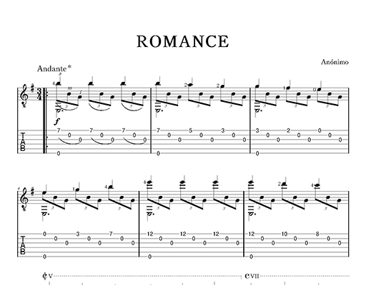 Romance An nimo Partitura Tab Classical Guitar sheet music tabs s Ko fi Shop