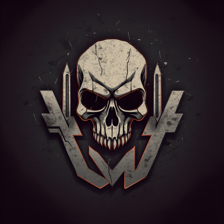 Placeit - Gaming Logo Template Featuring a Flaming Skull with Guns