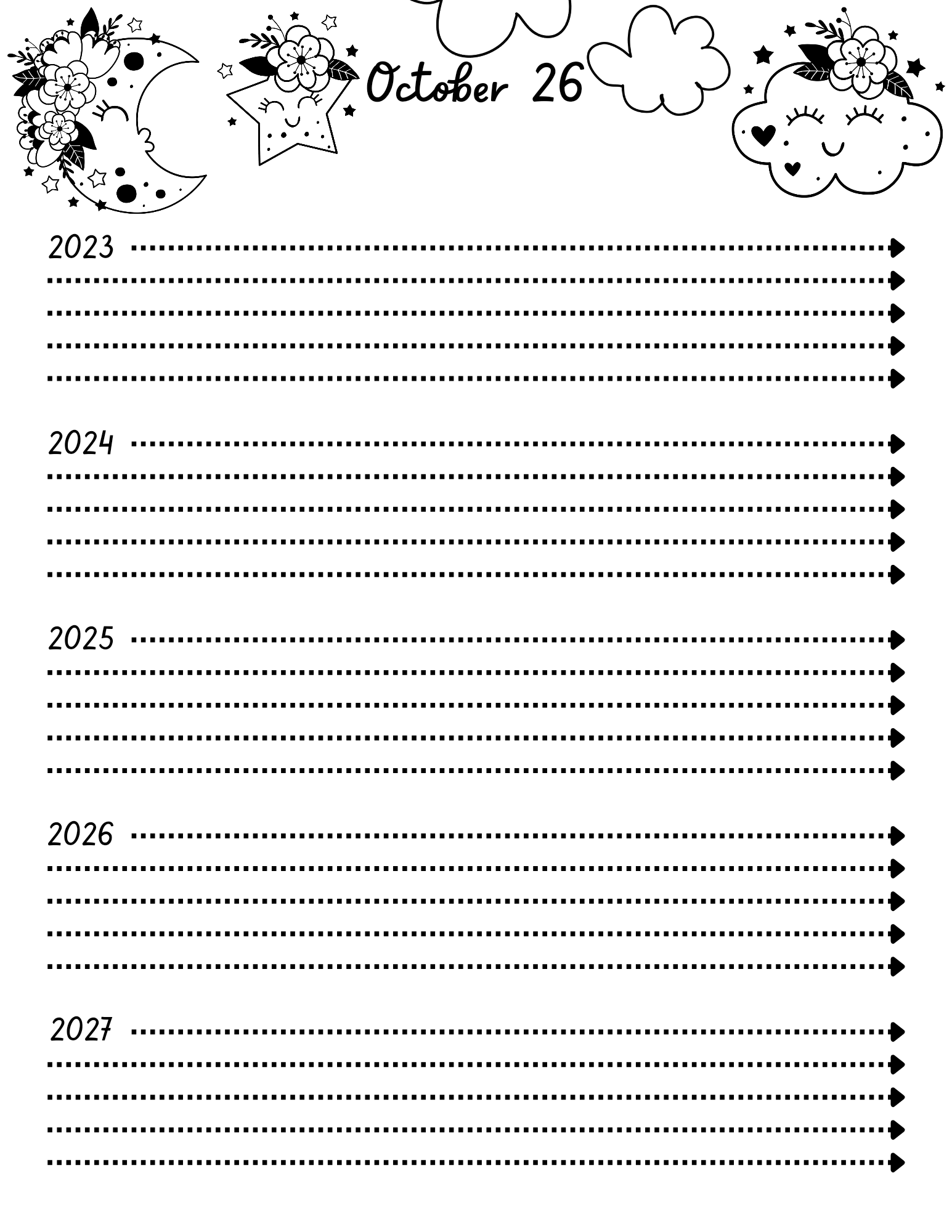 Copy of 5 Year Journal (printable) - Shannon Ashleys Ko-fi Shop - Ko 