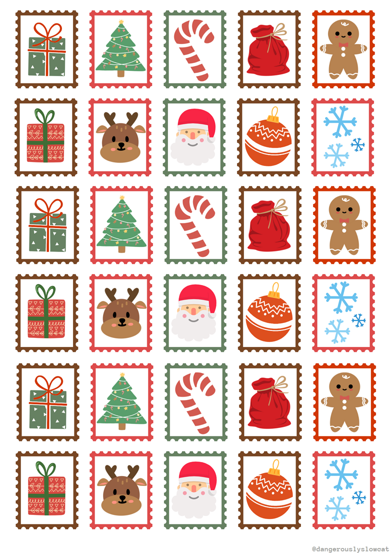 Printable chrismas stamps for Bullet Journal *FREE* Ema 's Kofi