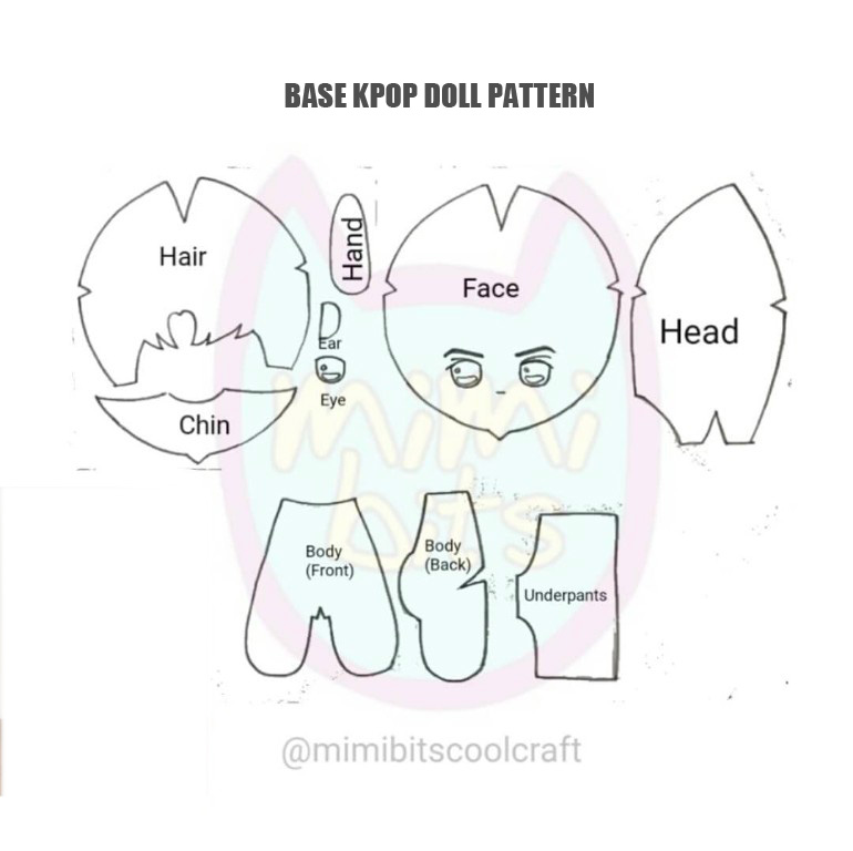 Base Kpop Doll PDF Printable Pattern - mimibitscoolcraft's Ko-fi Shop ...